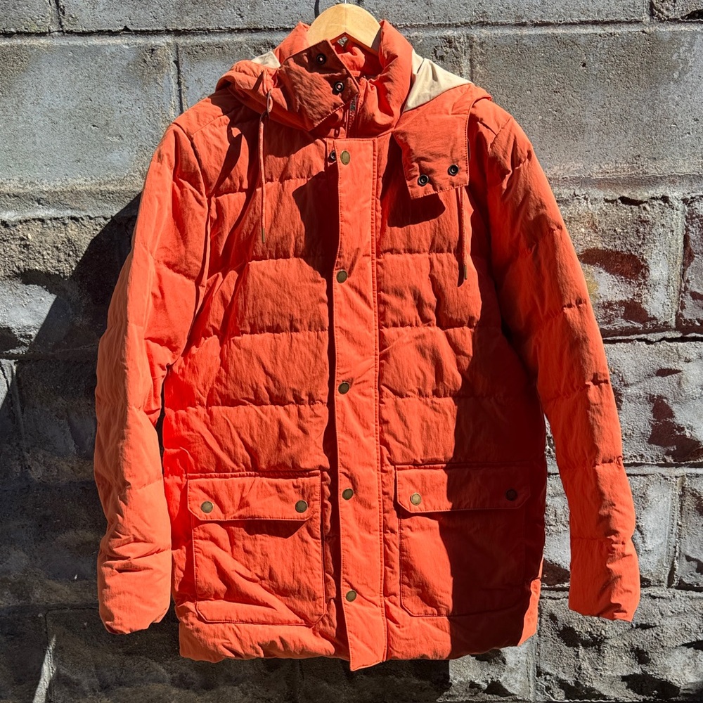 Brooks Brothers Quilted Down Hood Parka Jacket Orange size Large